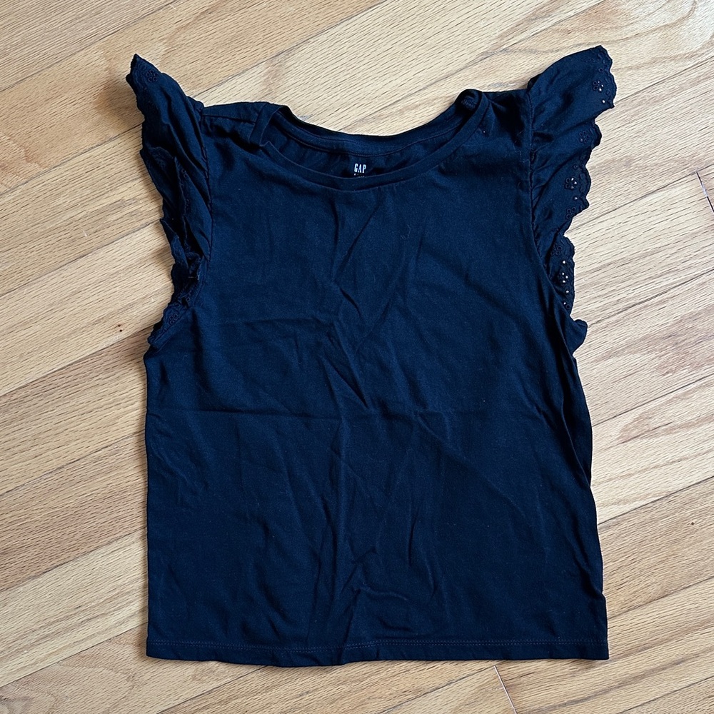 GAP Girls Black Ruffle Sleeve Top